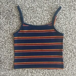 Striped Navy and Orange Women's Top